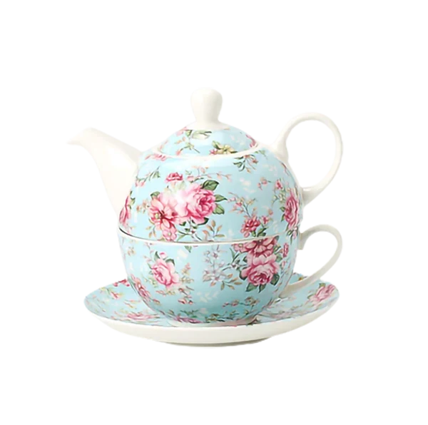 THÉIÈRE INDIVIDUELLE BLEU AVEC TASSE
