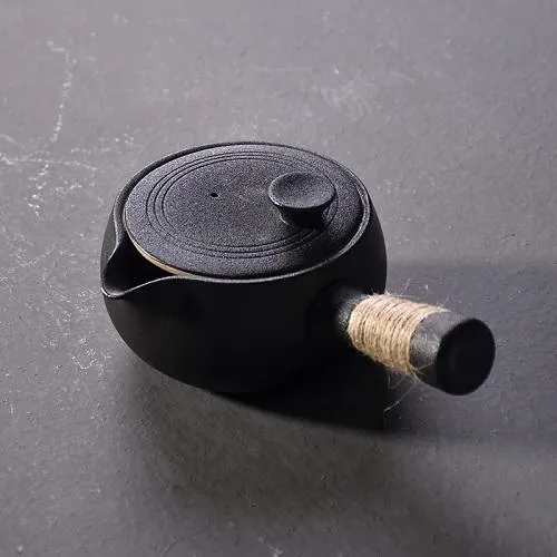 THÉIÈRE EN CÉRAMIQUE NOIRE KYUSU AVEC RÉCHAUD