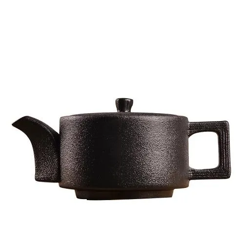 THÉIÈRE CÉRAMIQUE NOIRE ANSE CARRÉE