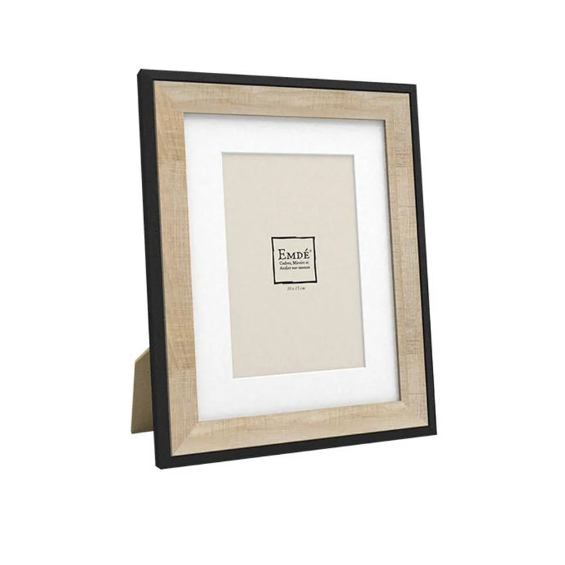 Cadre Bois Clair Filet Noir 15x20cm