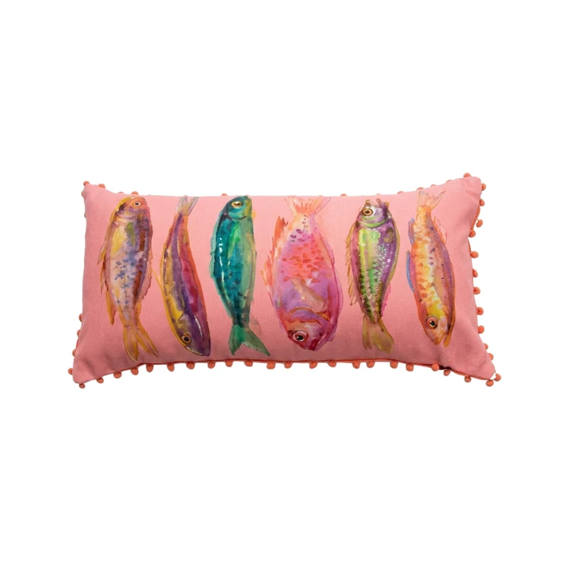 Coussin "El Pez" Poissons Colorés Rose
