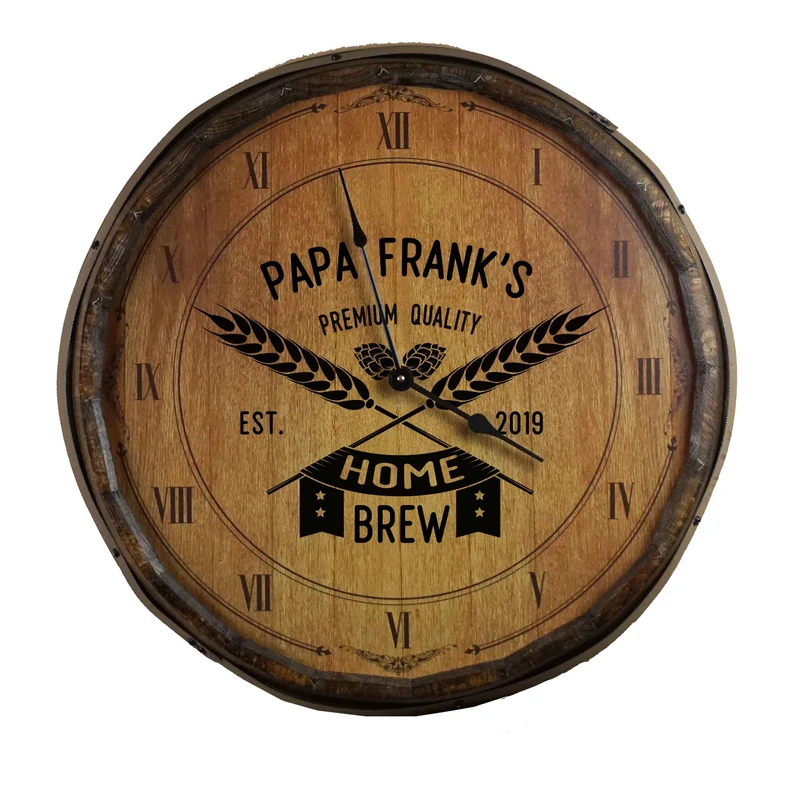 Home Brew Quarter Barrel Clock - Personalized