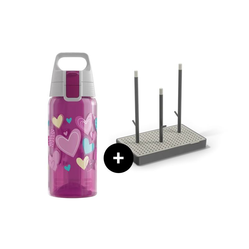 VIVA ONE Everyday Set – Bottle + Drying Rack Hearts