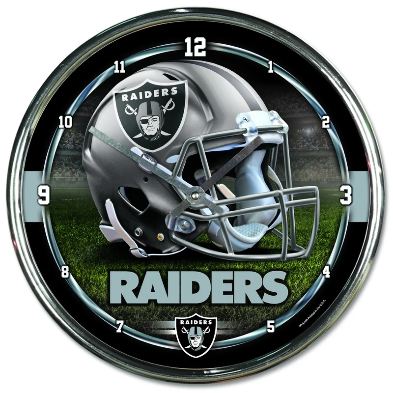 Oakland Raiders Chrome Plated Clock