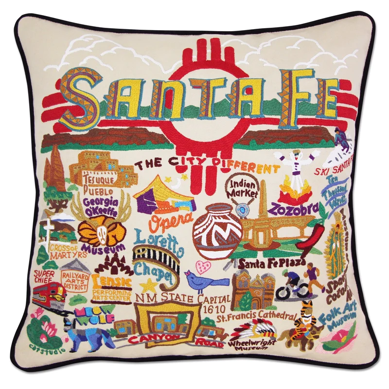 Santa Fe Embroidered CatStudio Pillow