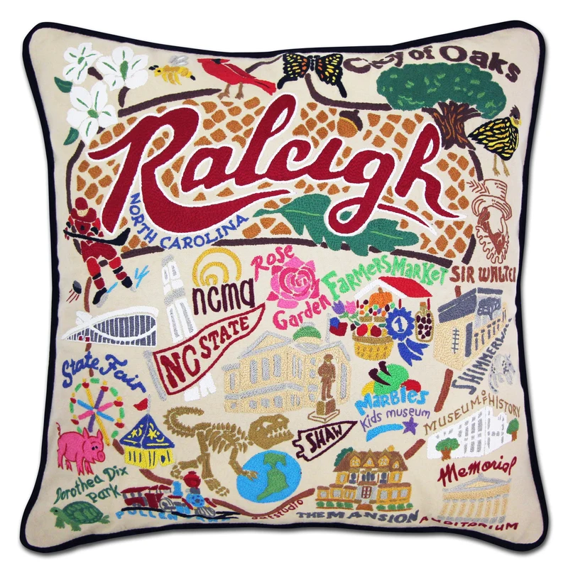 Raleigh Embroidered CatStudio Pillow
