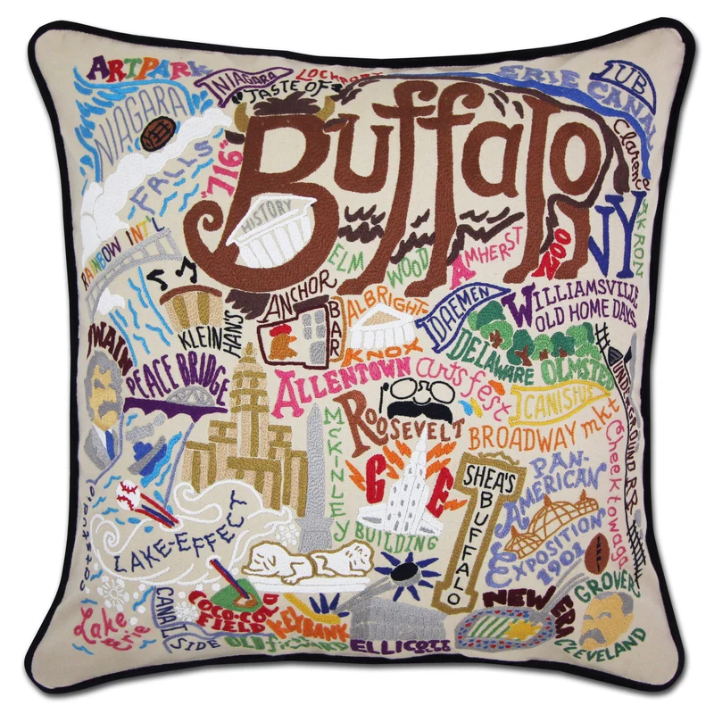 Buffalo Embroidered CatStudio Pillow