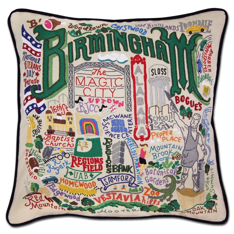 Birmingham Embroidered CatStudio Pillow