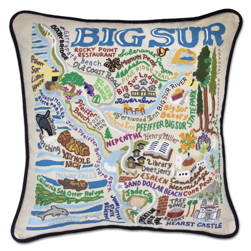 Big Sur Embroidered CatStudio Pillow