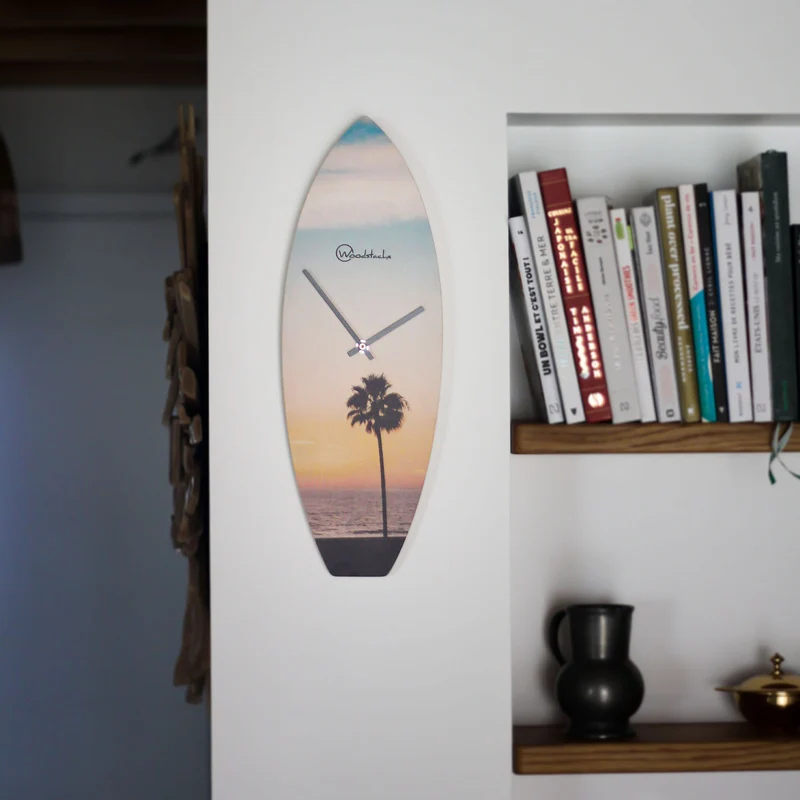 Horloge Surf en Bois SANTA MONICA - Horloge Murale Californie Made in France