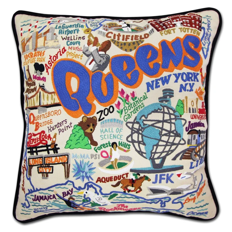 Queens Embroidered CatStudio Pillow