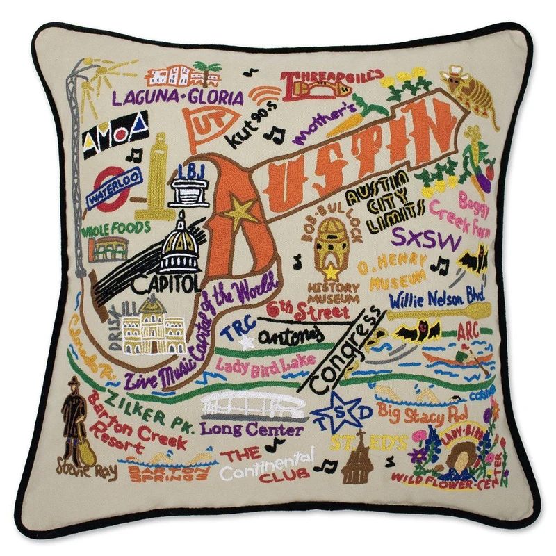 Austin Embroidered CatStudio Pillow