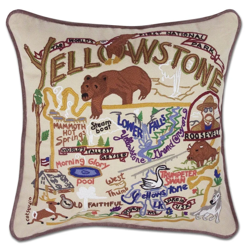 Yellowstone Embroidered CatStudio Pillow