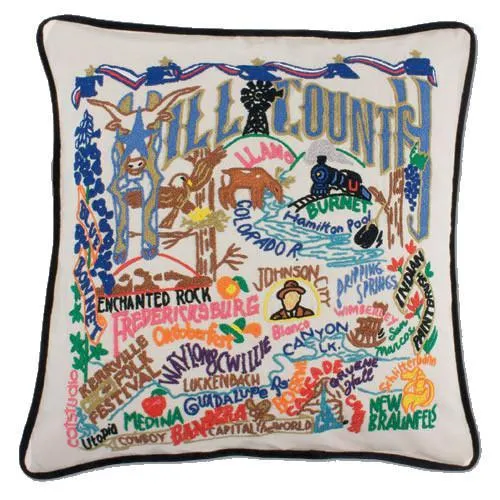 Hill Country Hand Embroidered CatStudio Pillow