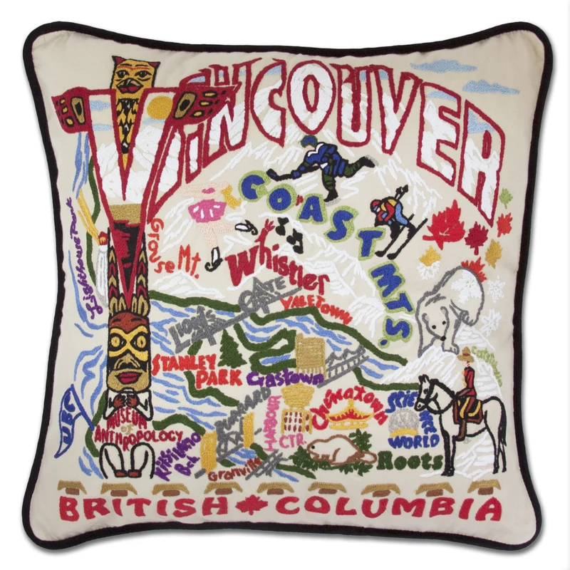 Vancouver Hand Embroidered CatStudio Pillow