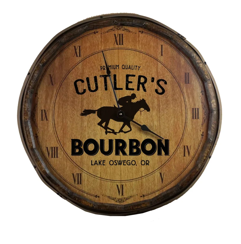 Running Horse Quarter Barrel Clock - Personalized