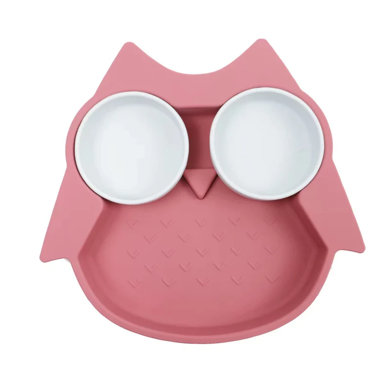Assiette compartinmentée Hibou Elia fushia, Choo family