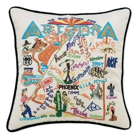 Arizona Embroidered CatStudio State Pillow