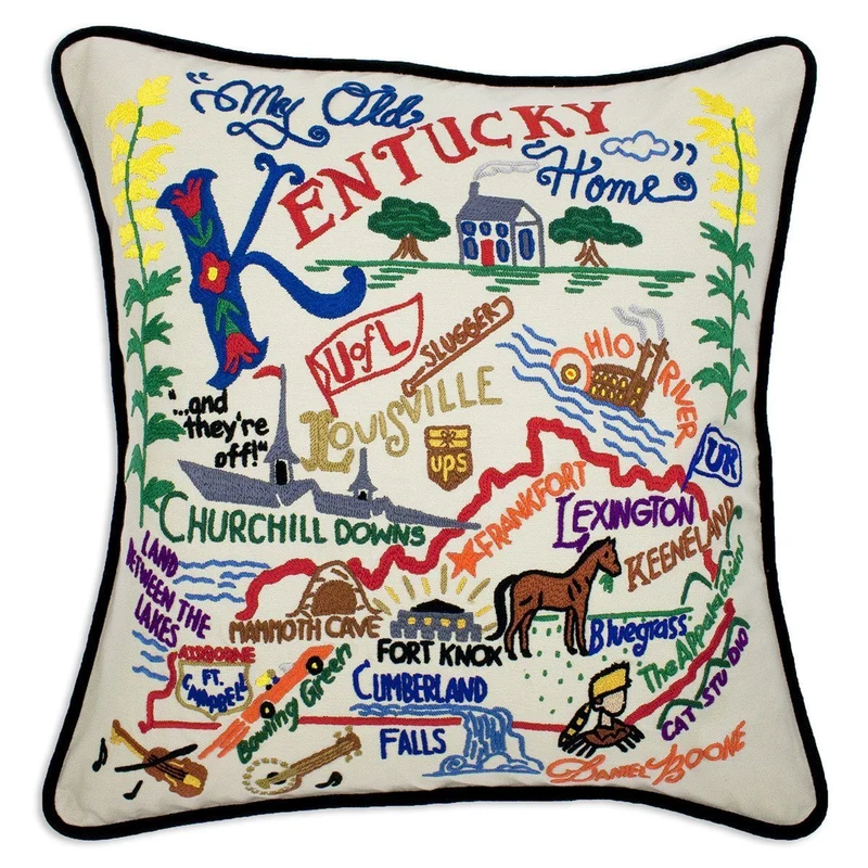 Kentucky Embroidered CatStudio State Pillow
