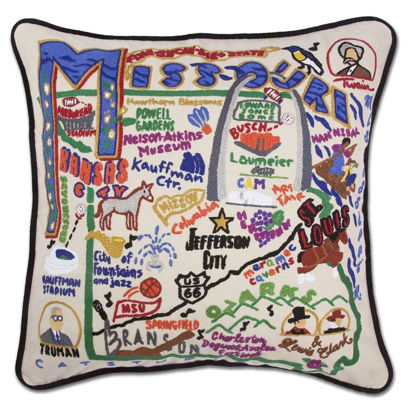 Missouri Embroidered CatStudio State Pillow
