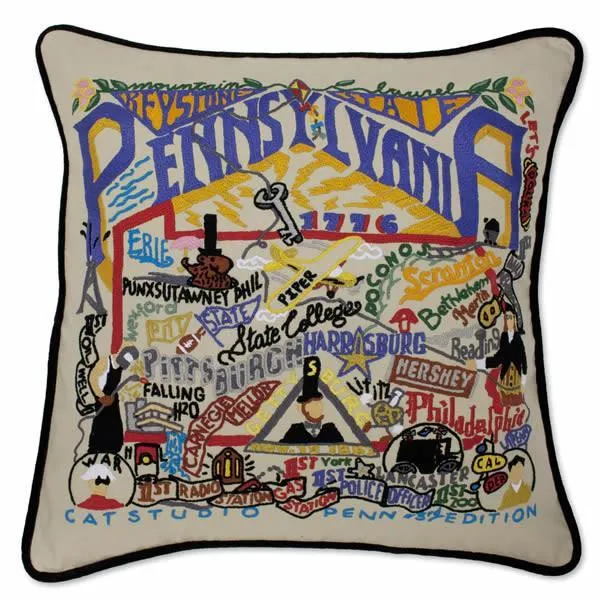 Pennsylvania Embroidered CatStudio State Pillow