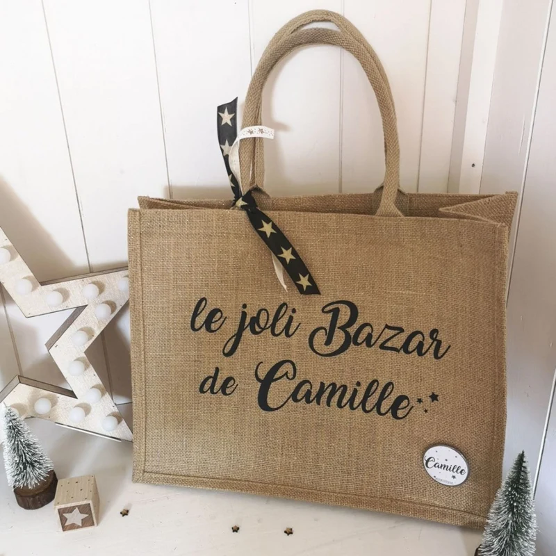 Sac en jute pailleté personnalisable