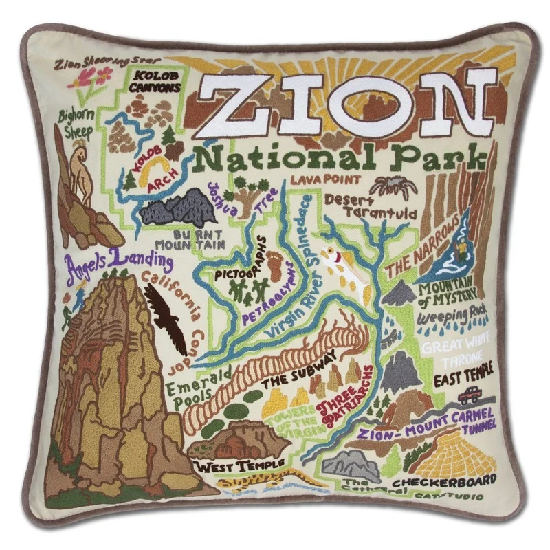 Zion Embroidered CatStudio Pillow
