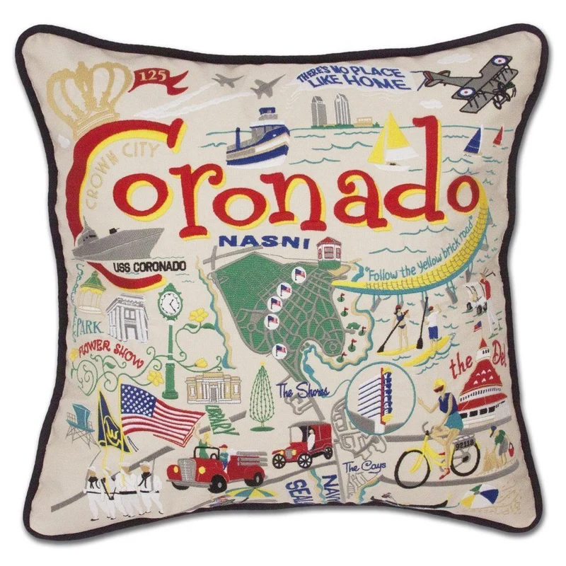 Coronado Embroidered CatStudio Pillow