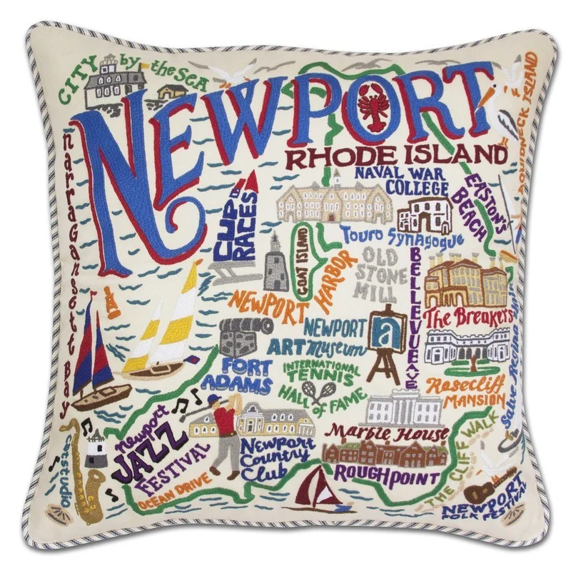 Newport Hand Embroidered CatStudio Pillow