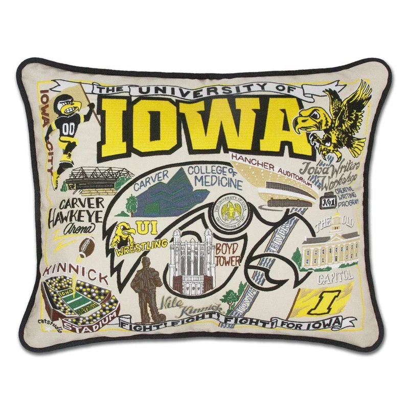 University of Iowa Embroidered Pillow by CatStudio