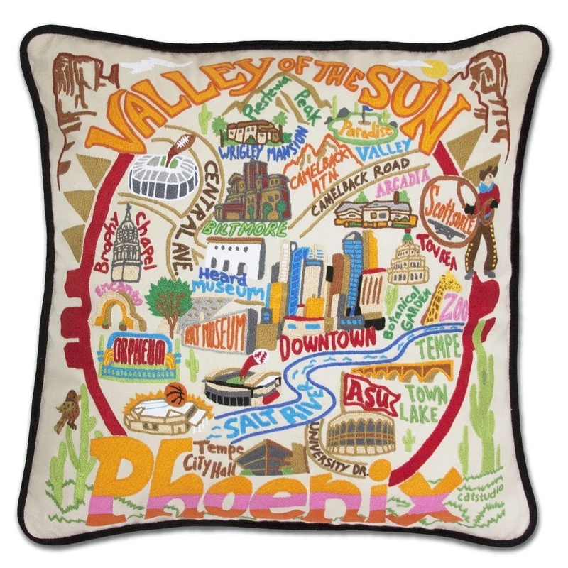 Phoenix Hand Embroidered CatStudio Pillow