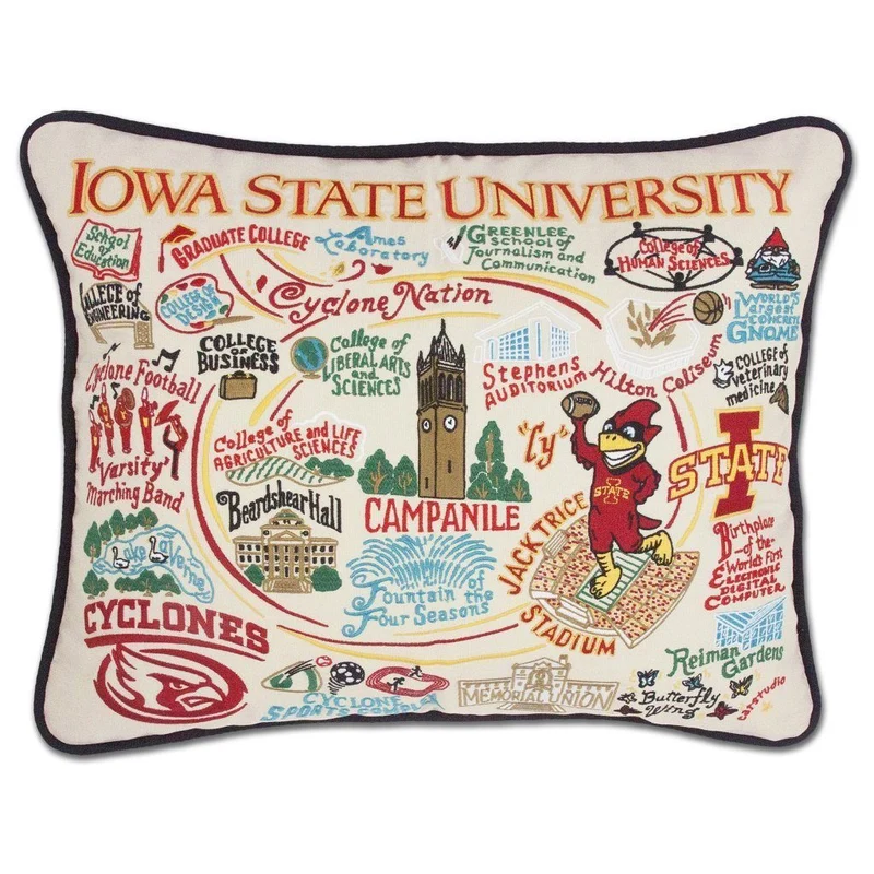 Iowa State University Embroidered Pillow by CatStudio