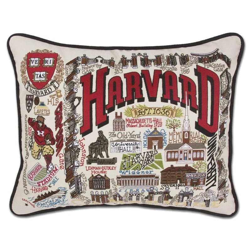 Harvard University Embroidered CatStudio Pillow