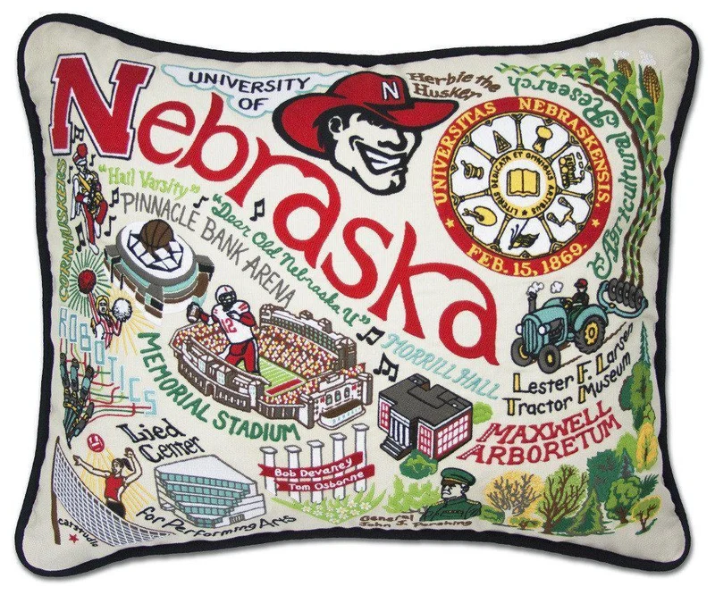 University of Nebraska Embroidered CatStudio Pillow