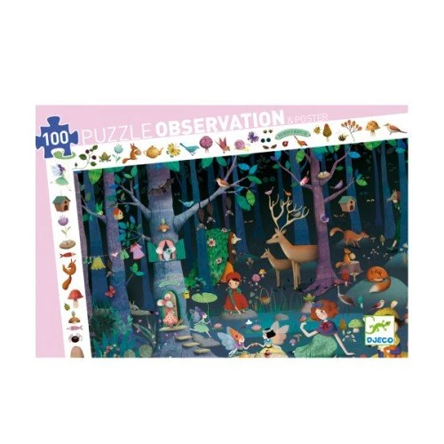 Puzzle observation 100 pièces forêt enchantée, Djeco