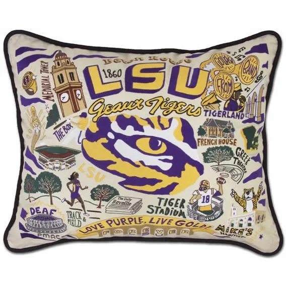 LSU Embroidered CatStudio Pillow