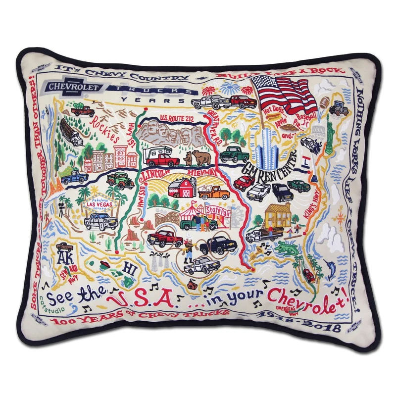 Chevy 100 Years Embroidered CatStudio Pillow