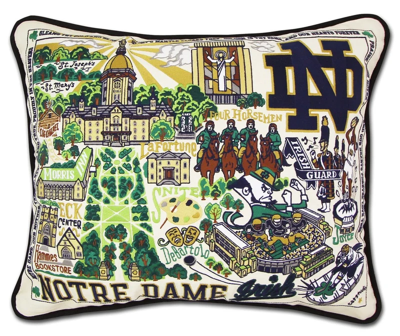 Notre Dame Embroidered CatStudio Pillow