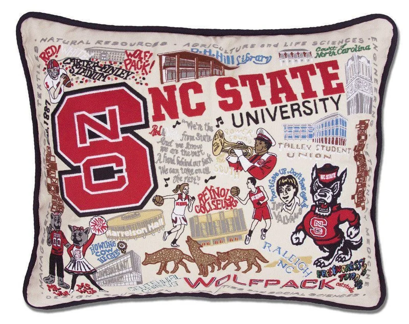 North Carolina State University Embroidered CatStudio Pillow