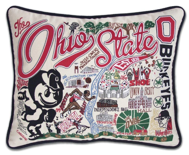 Ohio State University Embroidered CatStudio Pillow