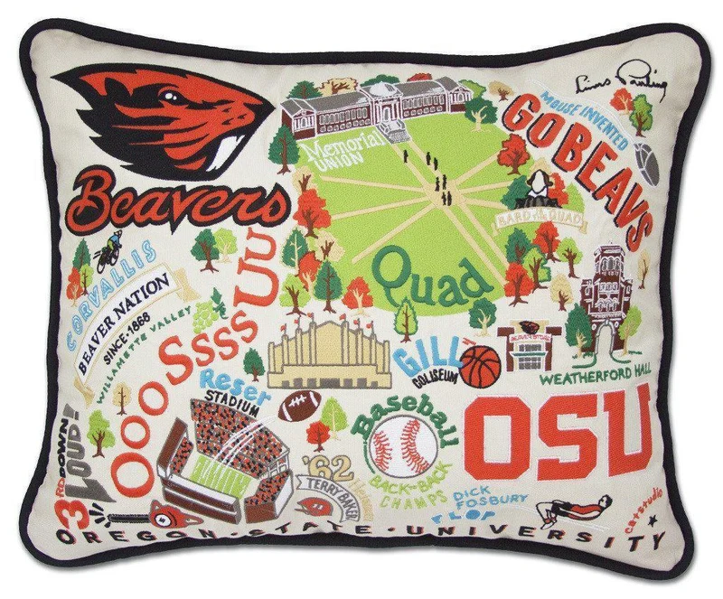 Oregon State University Embroidered CatStudio Pillow