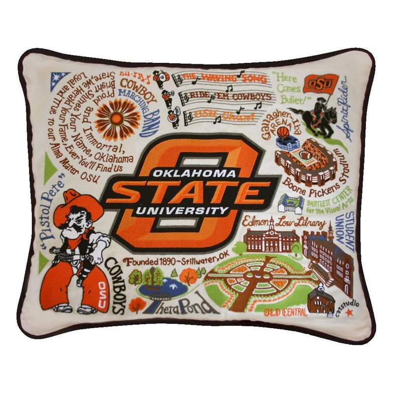 Oklahoma State University Embroidered CatStudio Pillow