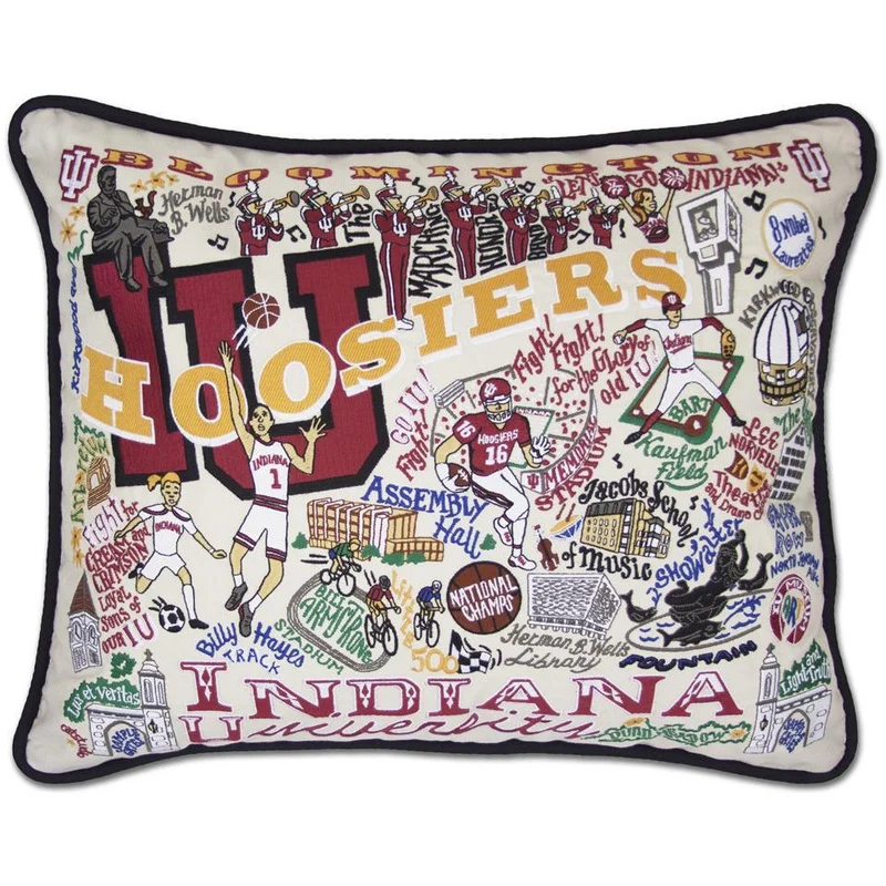 Indiana University Embroidered CatStudio Pillow