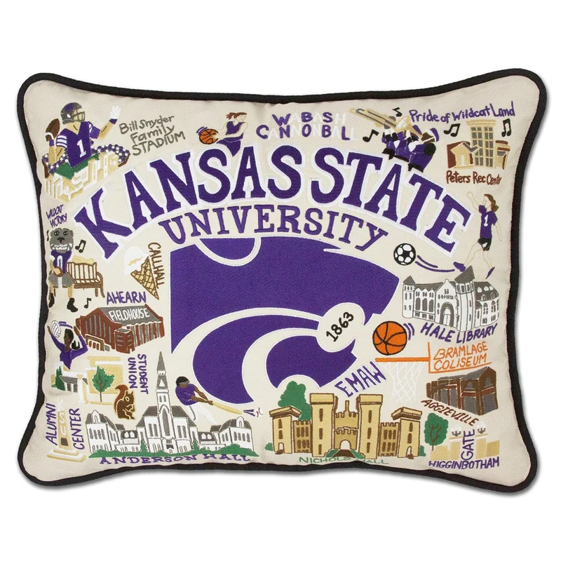 Kansas State University Embroidered Pillow by CatStudio