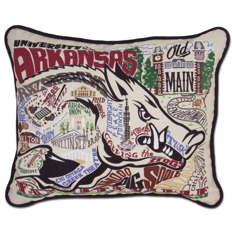 University of Arkansas Embroidered CatStudio Pillow