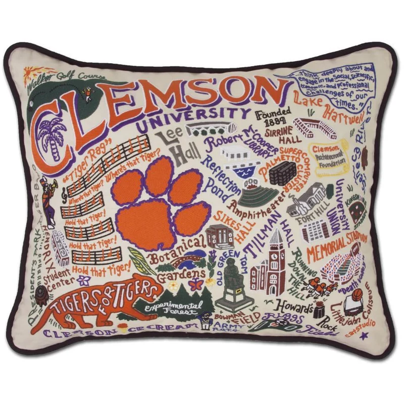 Clemson University Embroidered CatStudio Pillow