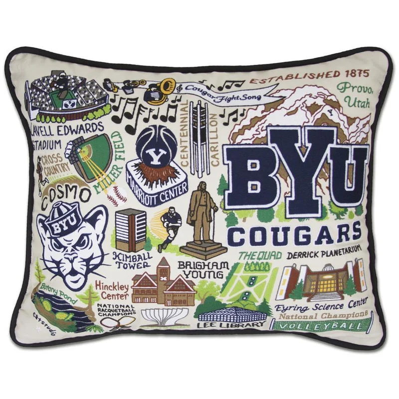 Brigham Young University CatStudio Embroidered Pillow