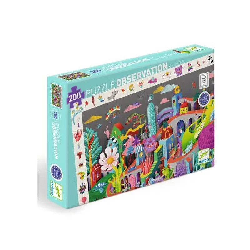 Puzzle observation Crazy Town 200 pièces, Djeco