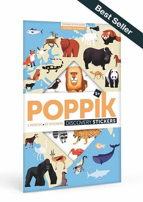Poster de stickers Animaux du monde, Poppik