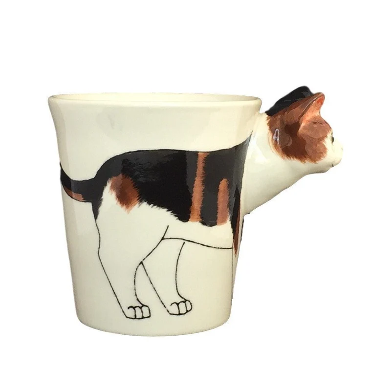 Calico Cat Hand Painted Coffee Mug
